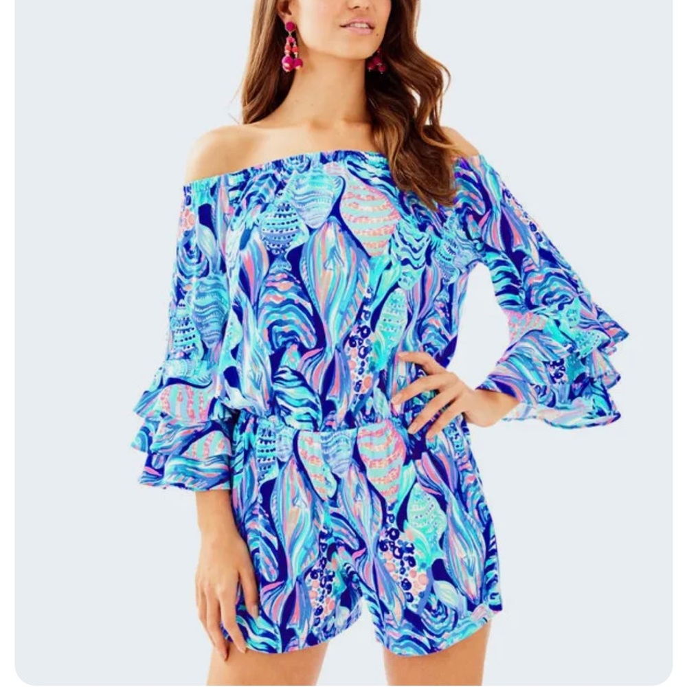 Lilly Pulitzer Calla Off The Shoulder Romper Medium